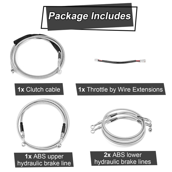 2017 - 2020 Haley Touring w/ABS Models TBW&Clutch line&Front Brake Line Kit (for 12" - 14" Handlebar) - Mofun - 90109006