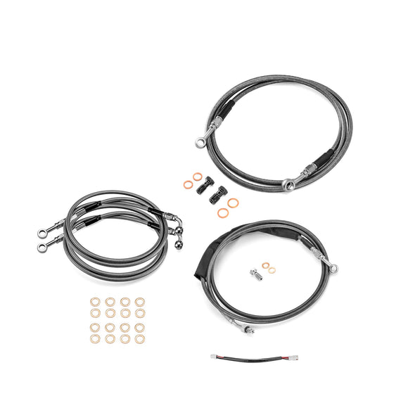 2017 - 2020 Haley Touring w/ABS Models TBW&Clutch line&Front Brake Line Kit (for 12" - 14" Handlebar) - Mofun - 90109006