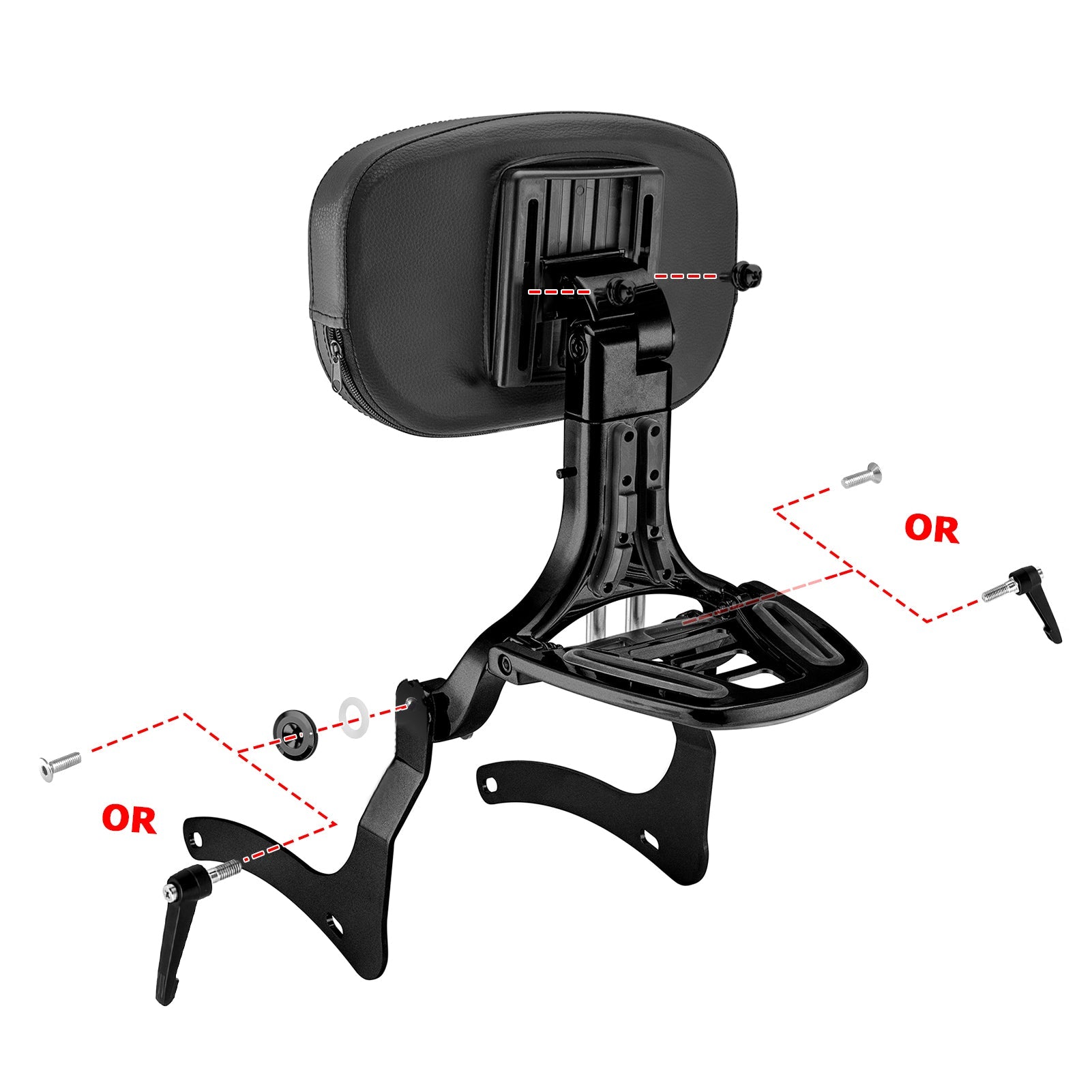 2006 - 2025 Kawasaki Vulcan 900 Matte Black Multi - Function Adjustable Foldable Backrest - Mofun - 90302166