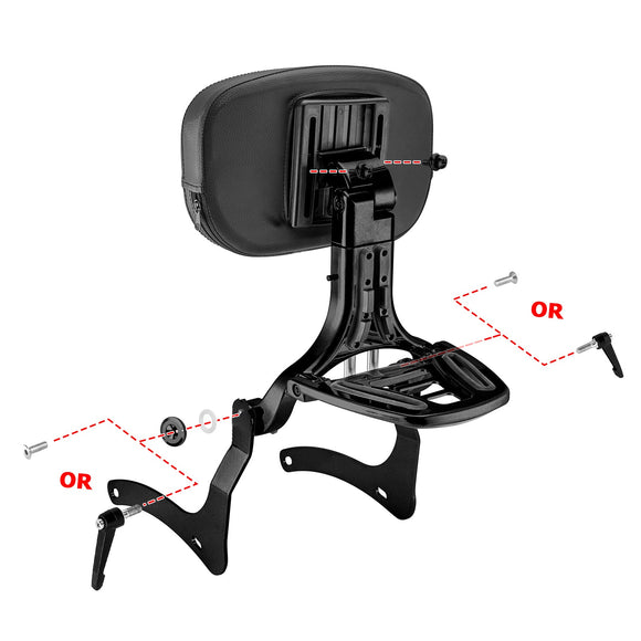 2006 - 2025 Kawasaki Vulcan 900 Matte Black Multi - Function Adjustable Foldable Backrest - Mofun - 90302166