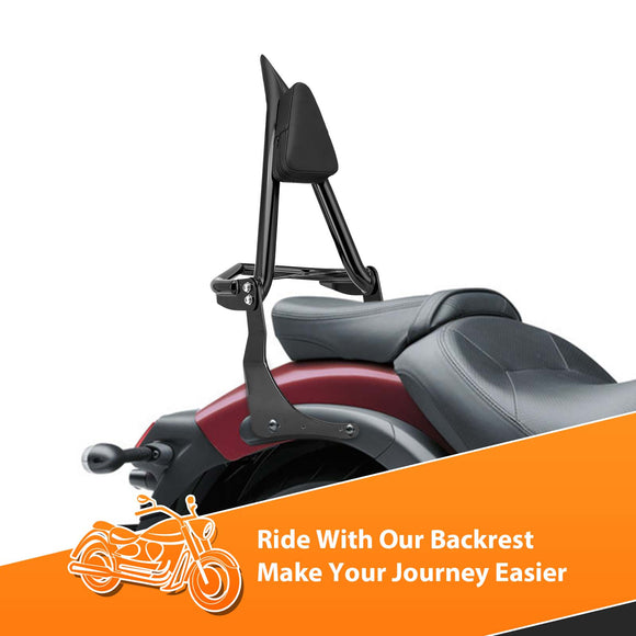 2017 - 2025 Kawasaki Vulcan S EN650 Gloss Black 27.6" Height Sharp Angle Passenger Backrest Sissy Bar with Luggage Rack - Mofun - 90302184