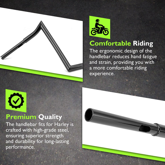 2018 - 2023 Harley Softail Fat Bob FXFB/S Breakout FXBR/S Gloss Black 1.25" Clamp 13.5" Rise APE Hanger Bar - Sharp Handlebar - Mofun - 90101472