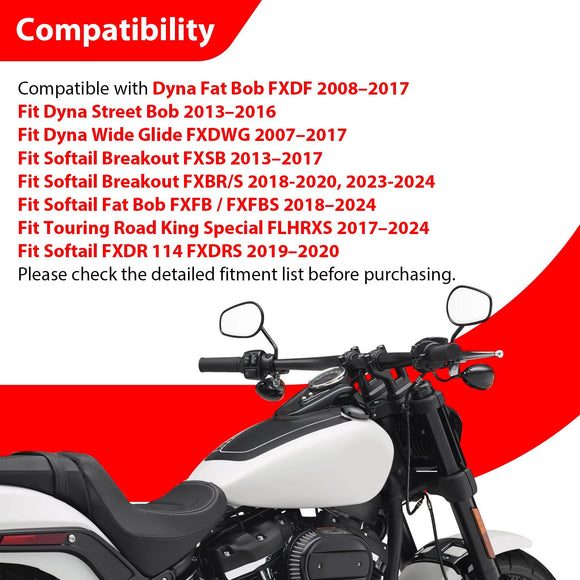 2018 - 2023 Harley Softail Fat Bob FXFB/S Breakout FXBR/S Gloss Black 1.25" Clamp 15.5" Rise APE Hanger Bar - Sharp Handlebar - Mofun - 90101474