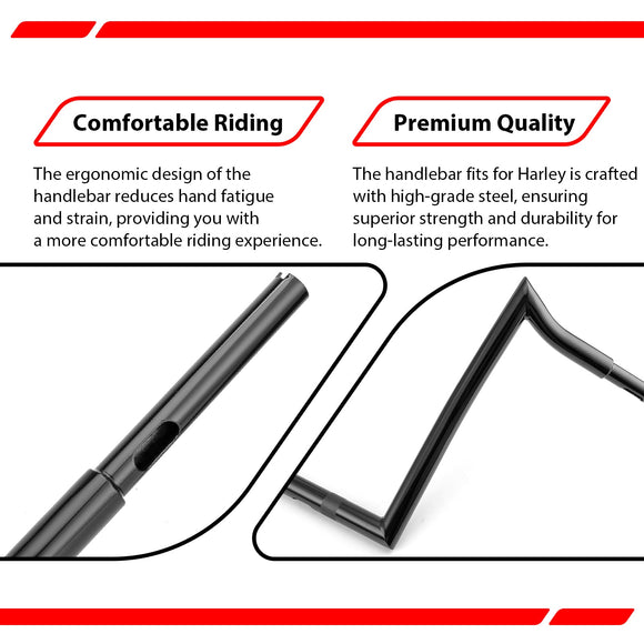 2018 - 2023 Harley Softail Fat Bob FXFB/S Breakout FXBR/S Gloss Black 1.25" Clamp 15.5" Rise APE Hanger Bar - Sharp Handlebar - Mofun - 90101474