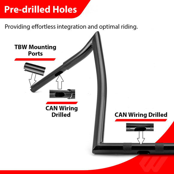 2018 - 2023 Harley Softail Fat Bob FXFB/S Breakout FXBR/S Gloss Black 1.25" Clamp 15.5" Rise APE Hanger Bar - Sharp Handlebar - Mofun - 90101474