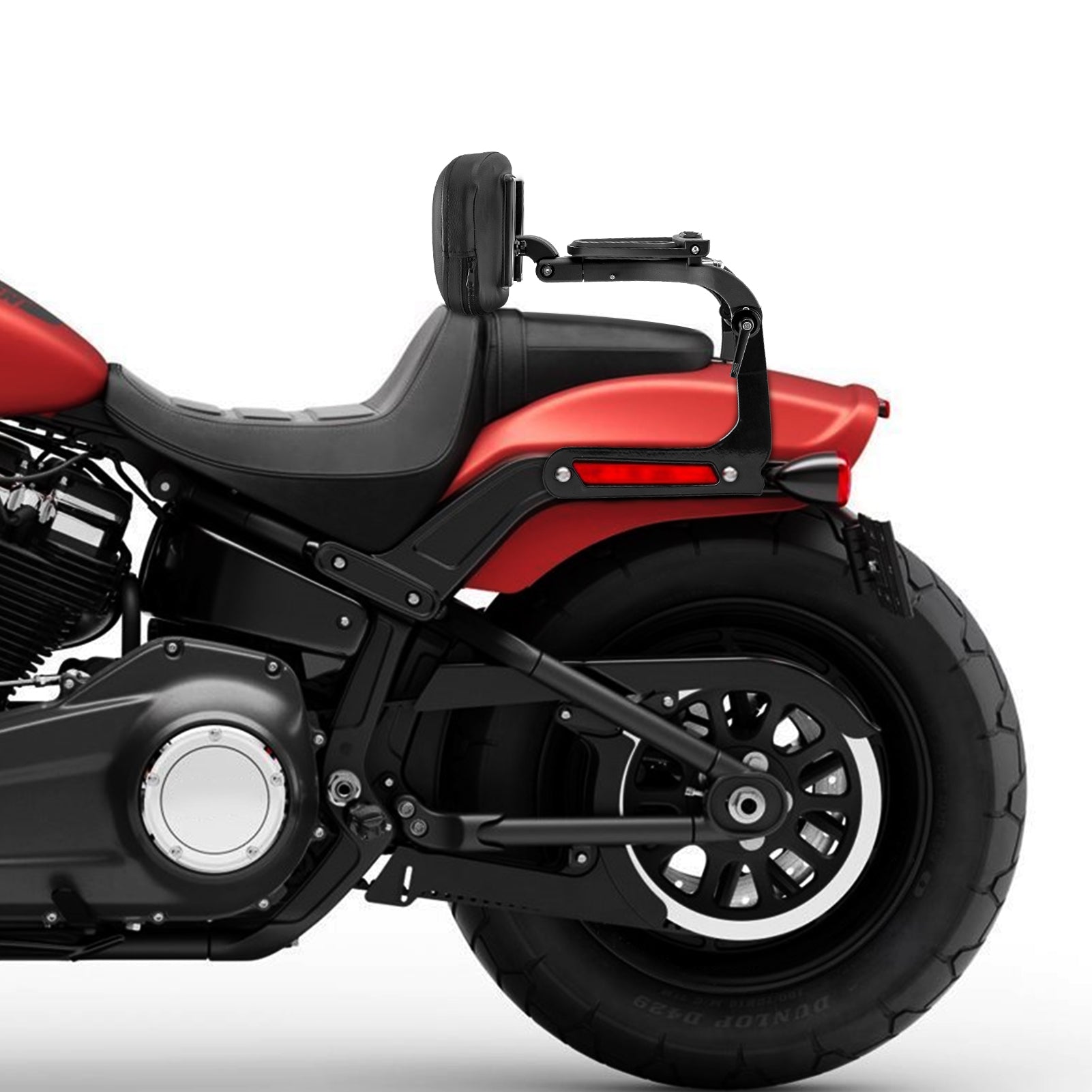 2018 - 2024 Harley Softail Fat Bob FXFB FXFBS Gloss Black Adjustable Foldable Passenger Driver Backrest - Mofun - 90302155