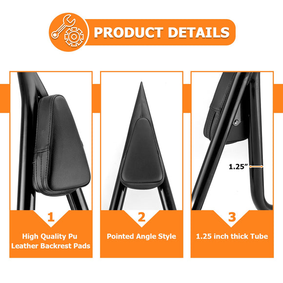 2018 - 2024 Harley Softail Fat Boy FLFB Breakout FXBR Gloss Black Quick Detachable Passenger Backrest Sissy Bar - Mofun - 90302122