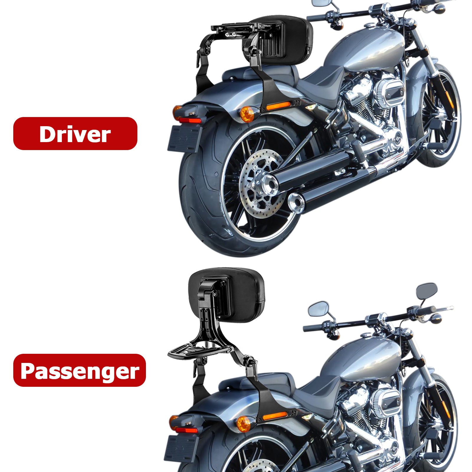 2018 - 2024 Harley Softail Fat Boy FLFB/S Breakout FXBR/S Gloss Black Multi - Purpose Adjustable Backrest - Mofun - 90302154