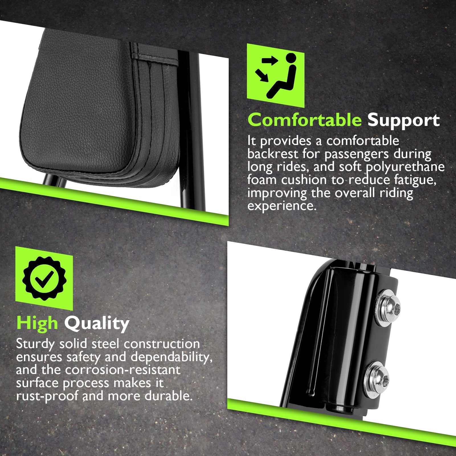 2018 - 2024 Harley Softail FXBB/S FLHC/S FXST Quick Release Gloss Black Passenger Backrest Sissy Bar - Mofun - 90302121