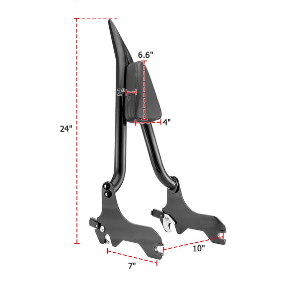 2018 - 2024 Harley Softail Slim Street Bob Gloss Black 24" Passenger Sissy Bar Backrest - Mofun - 90302120