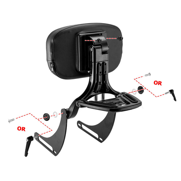 2018 - 2024 Harley Softail Street Bob FXBB Deluxe FLDE Steel & Aluminum Multi - Purpose Adjustable Backrest - Mofun - 90302153