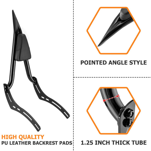 2018 - 2024 Indian Scout Bobber Black Solid Steel 24" Passenger Backrest Sissy Bar - Mofun - 90302147