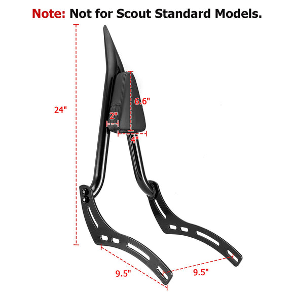 2018 - 2024 Indian Scout Bobber Black Solid Steel 24" Passenger Backrest Sissy Bar - Mofun - 90302147