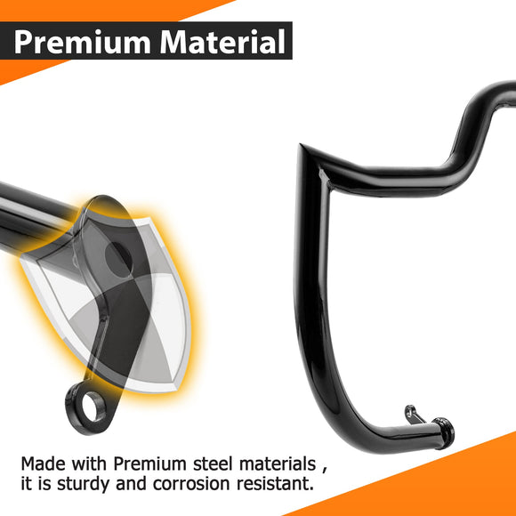 2018 - 2025 Harley Softail Low Rider/Street Bob/Fat Boy Black Highway Bar Front Engine Guard Crash Bar, Flat - Sharp Angle - Mofun - 90201070