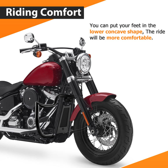 2018 - 2025 Harley Softail Low Rider/Street Bob/Fat Boy Black Highway Bar Front Engine Guard Crash Bar, Flat - Sharp Angle - Mofun - 90201070