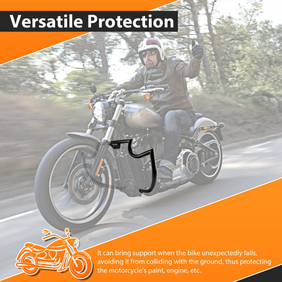 2018 - 2025 Harley Softail Low Rider/Street Bob/Fat Boy Black Highway Bar Front Engine Guard Crash Bar, Sharp Angle - Mofun - 90201072