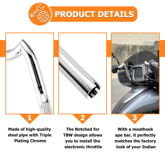 2018 - 2025 Indian Chieftain/Roadmaster Steel +6" Apache Baggers Handlebar Ape Hanger - Mofun - 90101441