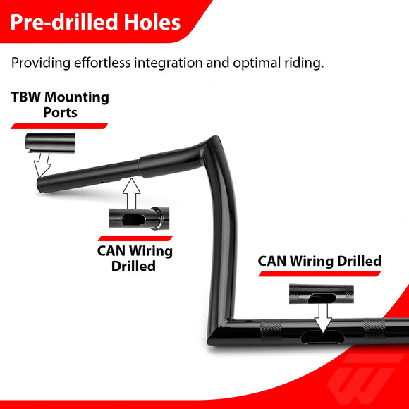 2018 - 2025 Indian Springfield & 2018 - 2021 Chief 12" Gloss Black APE Hanger Bar - Sharp Handlebar - Mofun - 90101572