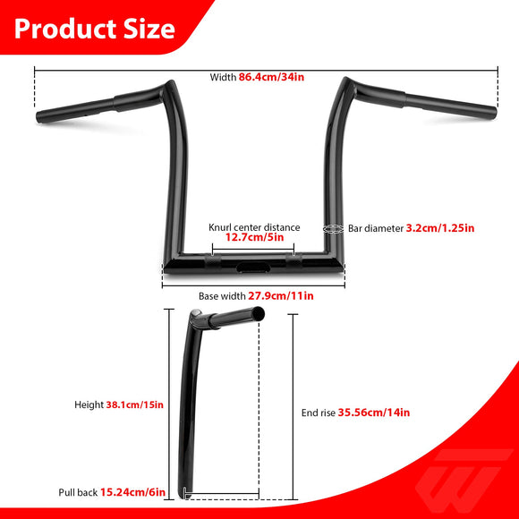 2018 - 2025 Indian Springfield & 2018 - 2021 Chief 14" Gloss Black APE Hanger Bar - Sharp Handlebar - Mofun - 90101574