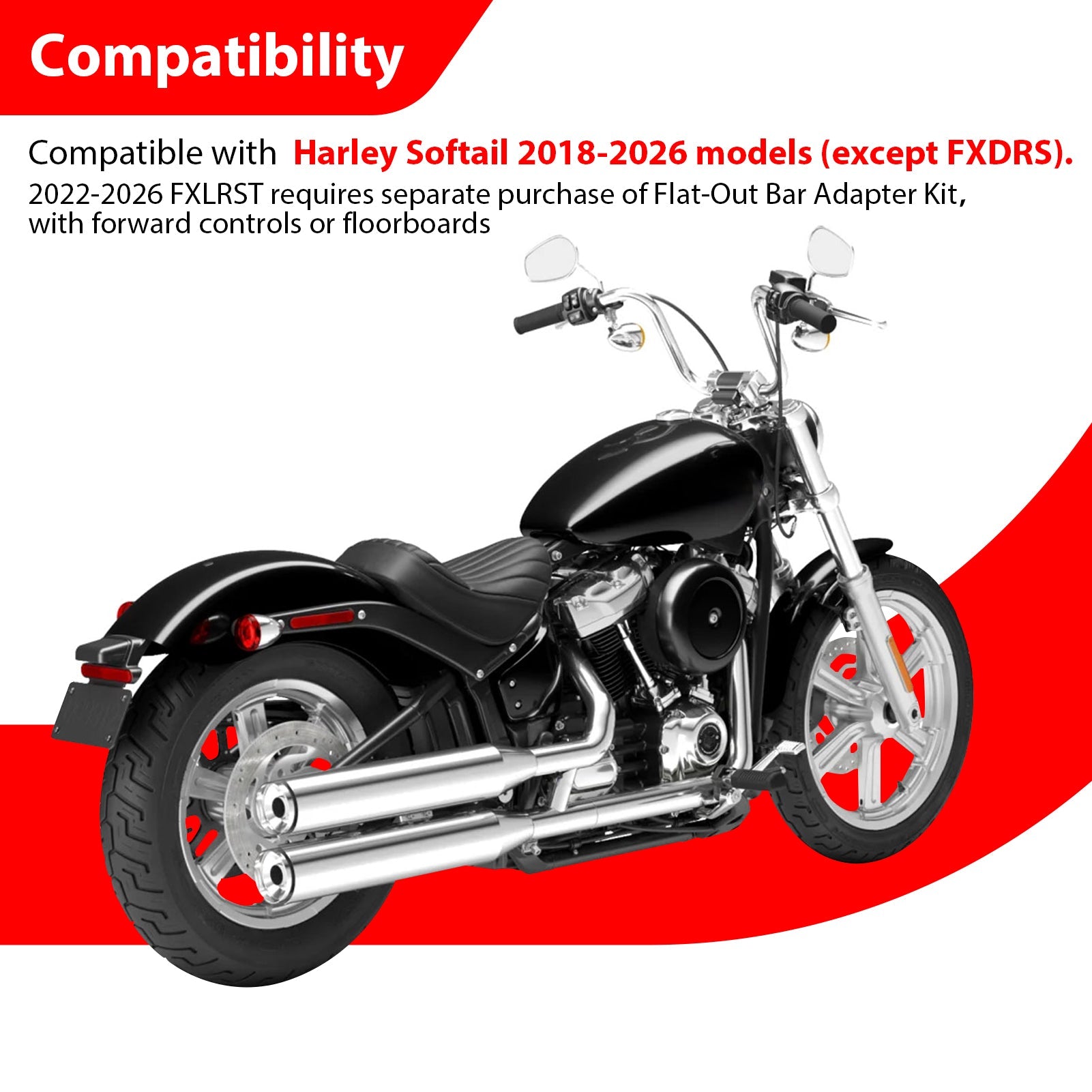2018 - 2026 Harley Softail with Forward/Mid Control Models Front Flat - Out Bar Highway Engine Guard Crash Bar - Mofun - 90201130