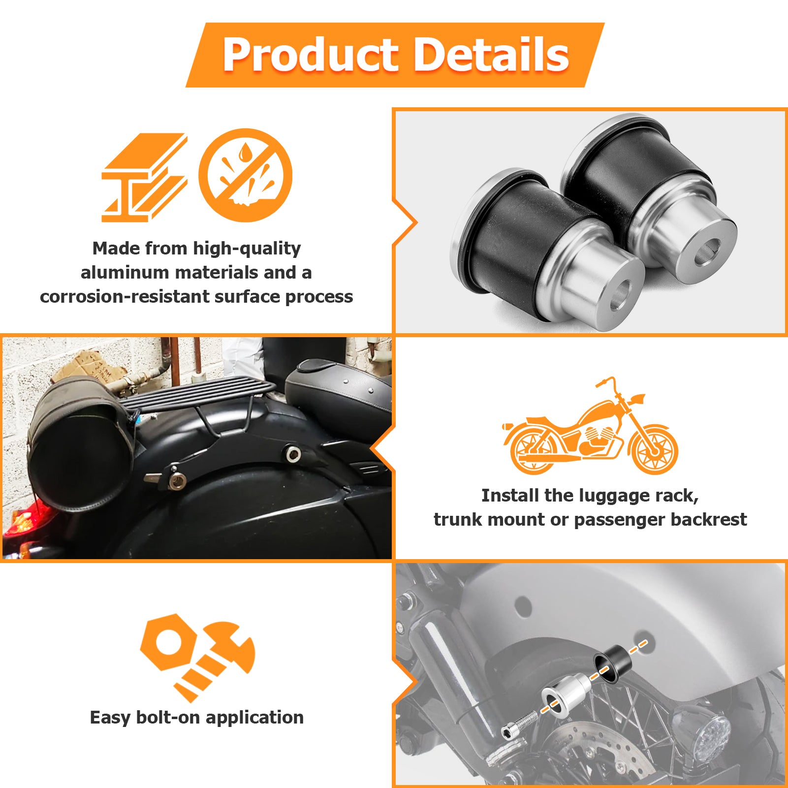 2019 - 2025 Indian Chieftain /Roadmaster /Challenger /Chief Dark Horse Tour Pack & Sissy Bar Docking Spools - Mofun - 90303027