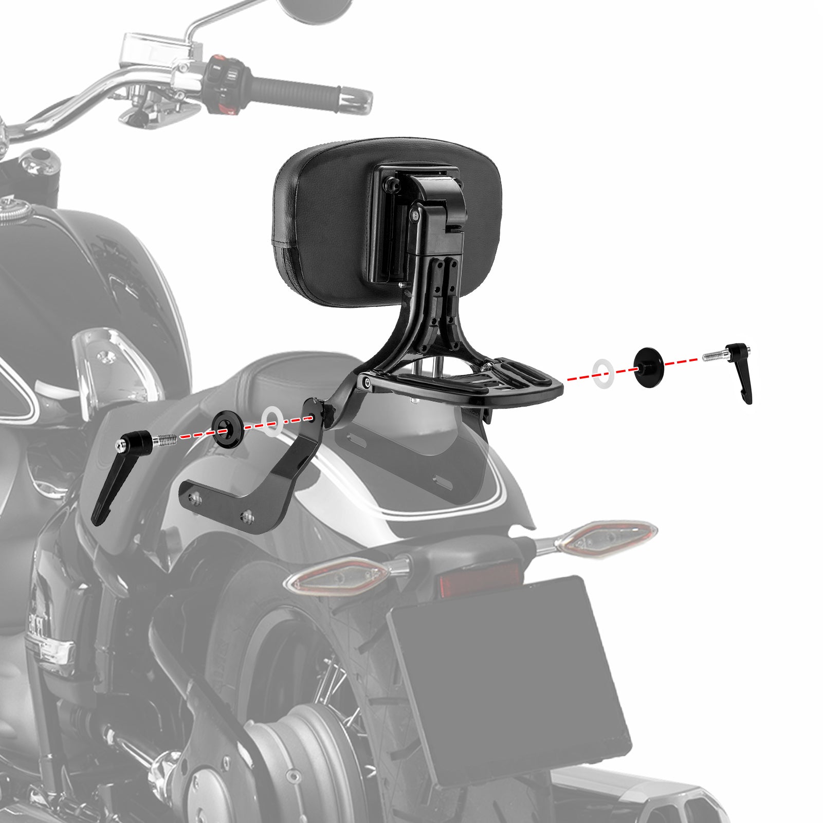 2020 - 2025 BMW R18 / R18 CLassic Gloss Black Multi - Purpose Adjustable Passenger/Driver Backrest - Mofun - 90302180