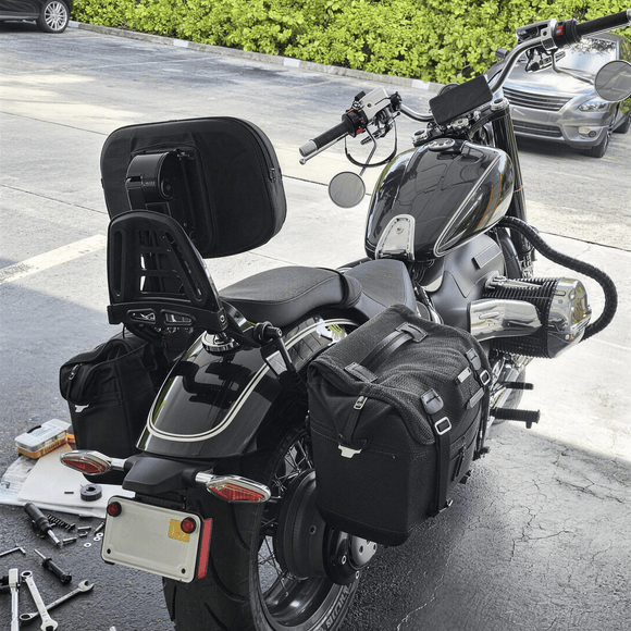2020 - 2025 BMW R18 / R18 CLassic Gloss Black Multi - Purpose Adjustable Passenger/Driver Backrest - Mofun - 90302180