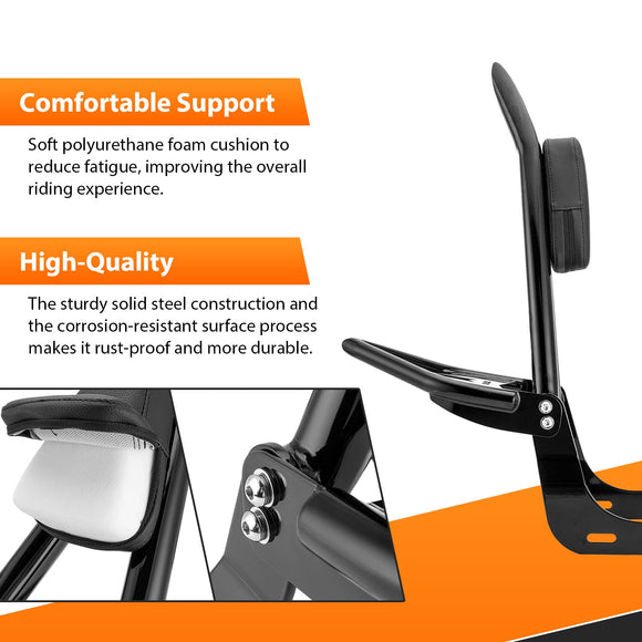 2020 - 2025 BMW R18/R18 CLassic Gloss Black 26.3" Height Sharp Angle Passenger Backrest Sissy Bar with Luggage Rack - Mofun - 90302187