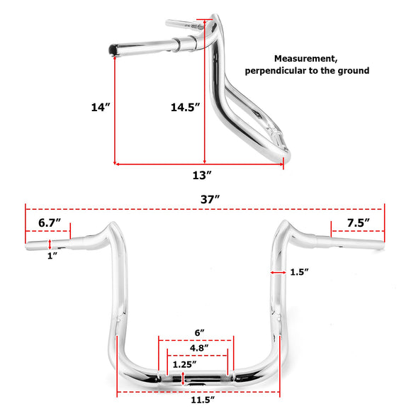 2020+ Indian Challenger Chrome Bagger Handlebar 1.5" Bar Diameter | 14" Rise - Mofun - 90101421