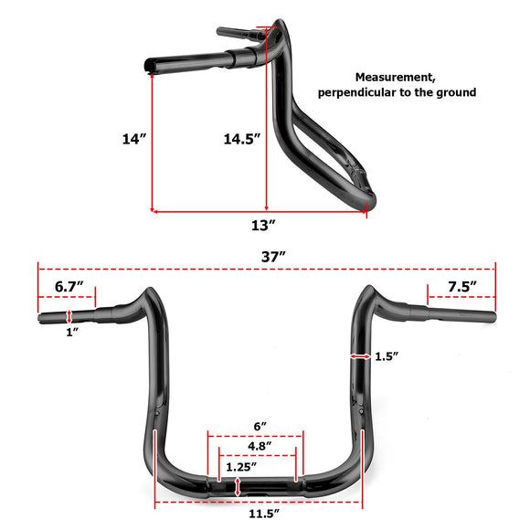 2020+ Indian Challenger Gloss Black Bagger Handlebar 1.5" Bar Diameter | 14" Rise - Mofun - 90101422