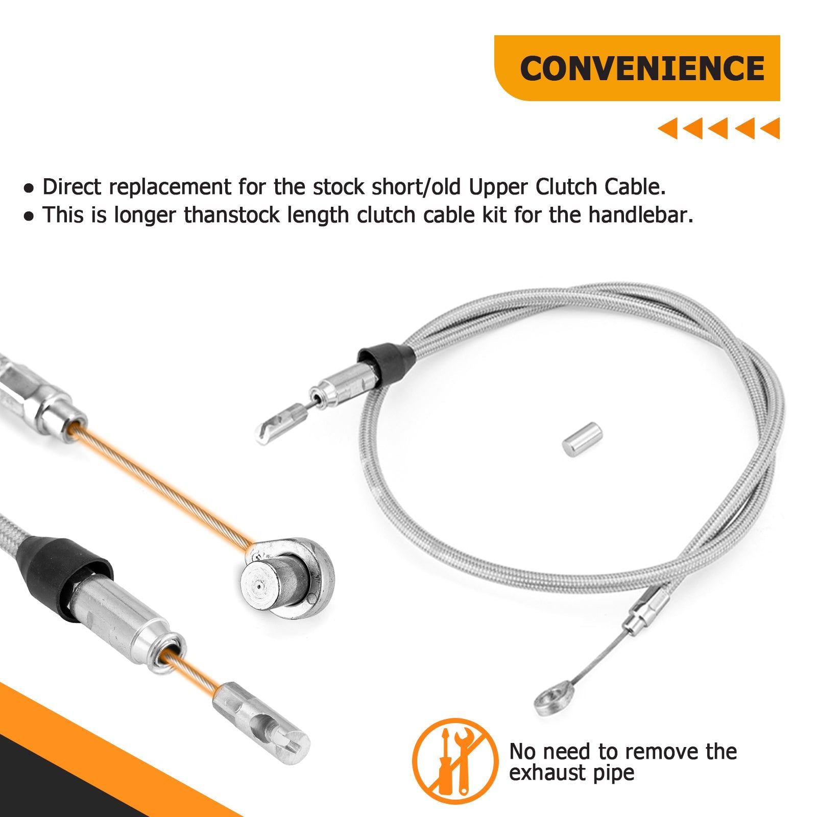 2021 - 2023 Harley Touring Milwaukee - Eight Non - ABS Models Throttle by Wire Extension, Extended Length Clutch Cable and Hydraulic Front Non - ABS Brake Line (for 16