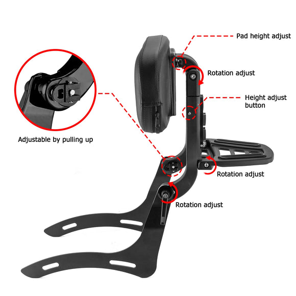 2021 - 2025 Honda Rebel 1100 CMX 1100 Matte Black Multi - Function Foldable Passenger Driver Backrest - Mofun - 90302168