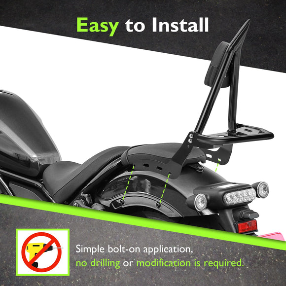 2021 - 2025 Honda Rebel 1100 Gloss Black 27.2" Height Sharp Angle Passenger Backrest Sissy Bar with Luggage Rack - Mofun - 90302186