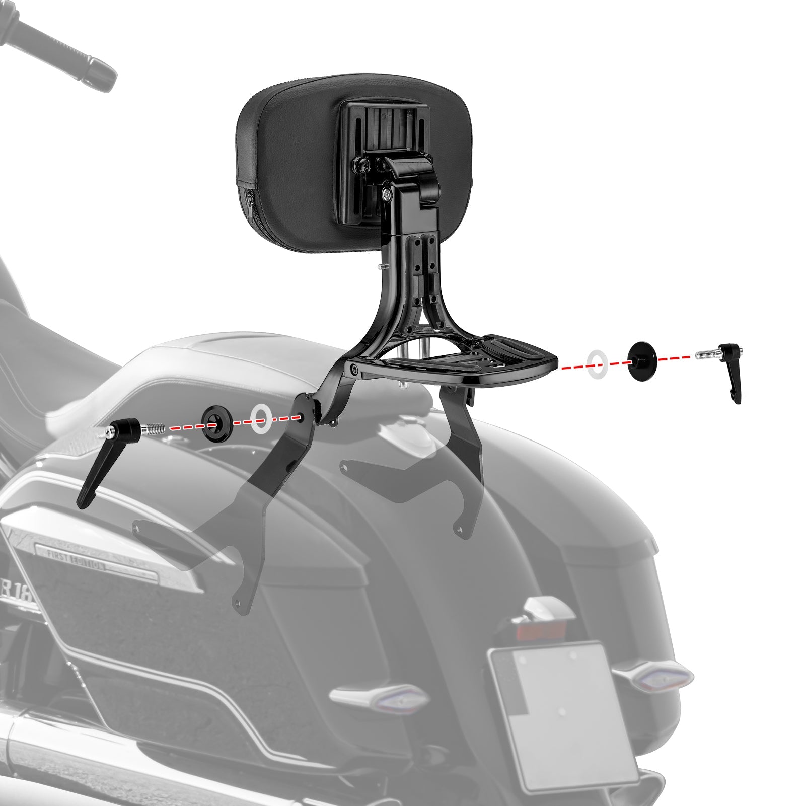 2022 - 2025 BMW R18 Bagger/ Roctane/ Transcontinental Gloss Black Multi - Purpose Adjustable Backrest - Mofun - 90302181