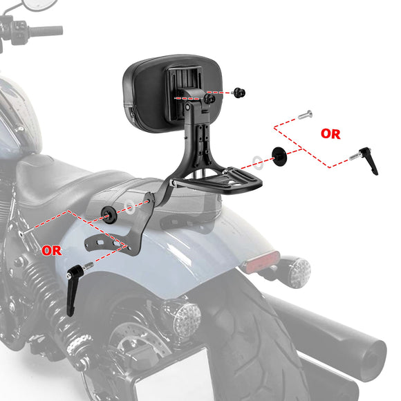 2022 - 2024 Indian Chief Matte Black Multi - Purpose Adjustable Foldable Backrest Sissy Bar - Mofun - 90302163