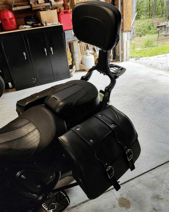 2022 - 2024 Indian Chief Matte Black Multi - Purpose Adjustable Foldable Backrest Sissy Bar - Mofun - 90302163