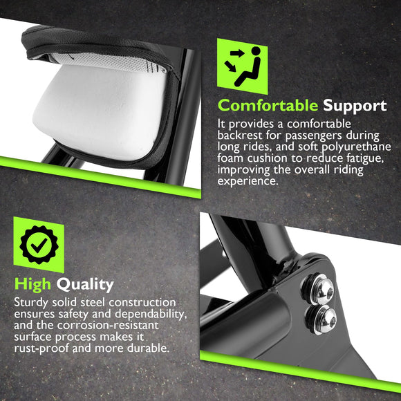 2022 - 2025 BMW R18 Bagger/R18 Rictane/R18 Transcontinental Gloss Black 30" Height Sharp Angle Passenger Backrest Sissy Bar with Luggage Rack - Mofun - 90302188