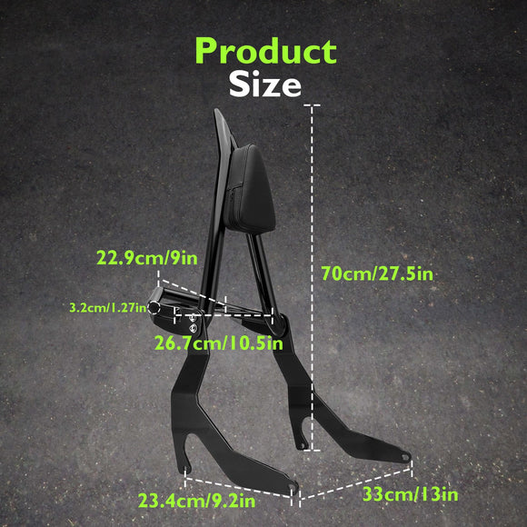 2022 - 2025 BMW R18 Bagger/R18 Rictane/R18 Transcontinental Gloss Black 30" Height Sharp Angle Passenger Backrest Sissy Bar with Luggage Rack - Mofun - 90302188