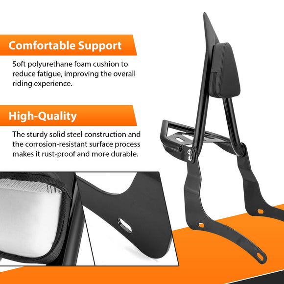 2022 - 2025 Indian Chief/Sport Chief/Super Chief Gloss Black 28" Sharp Angle Passenger Backrest Sissy Bar with Luggage Rack - Mofun - 90302183