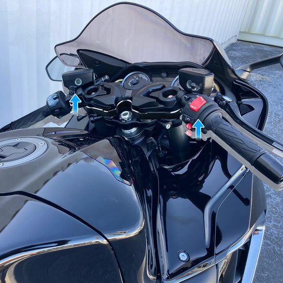 2022 - 2025 Suzuki Hayabusa GSX1300R Aluminum Handlebar Riser 26mm (1") Higher, 10mm (0.394") Rearward - Mofun - 90102023