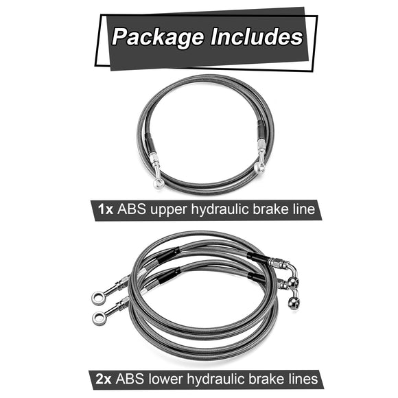 Black Hydraulic ABS Front Brake Line Kit for 2014 - 2024 Harley Touring (for 16" - 18" Handlebar ABS) - Mofun - 90109016