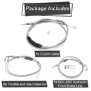 Extended Length Non - ABS Hydraulic Front Brake Line, Clutch Cable, Throttle and Idle Cable Kit for 1993 - 2005 Harley Dyna Wide Glide On 16" - 18" Handlebar - Mofun - 90109227