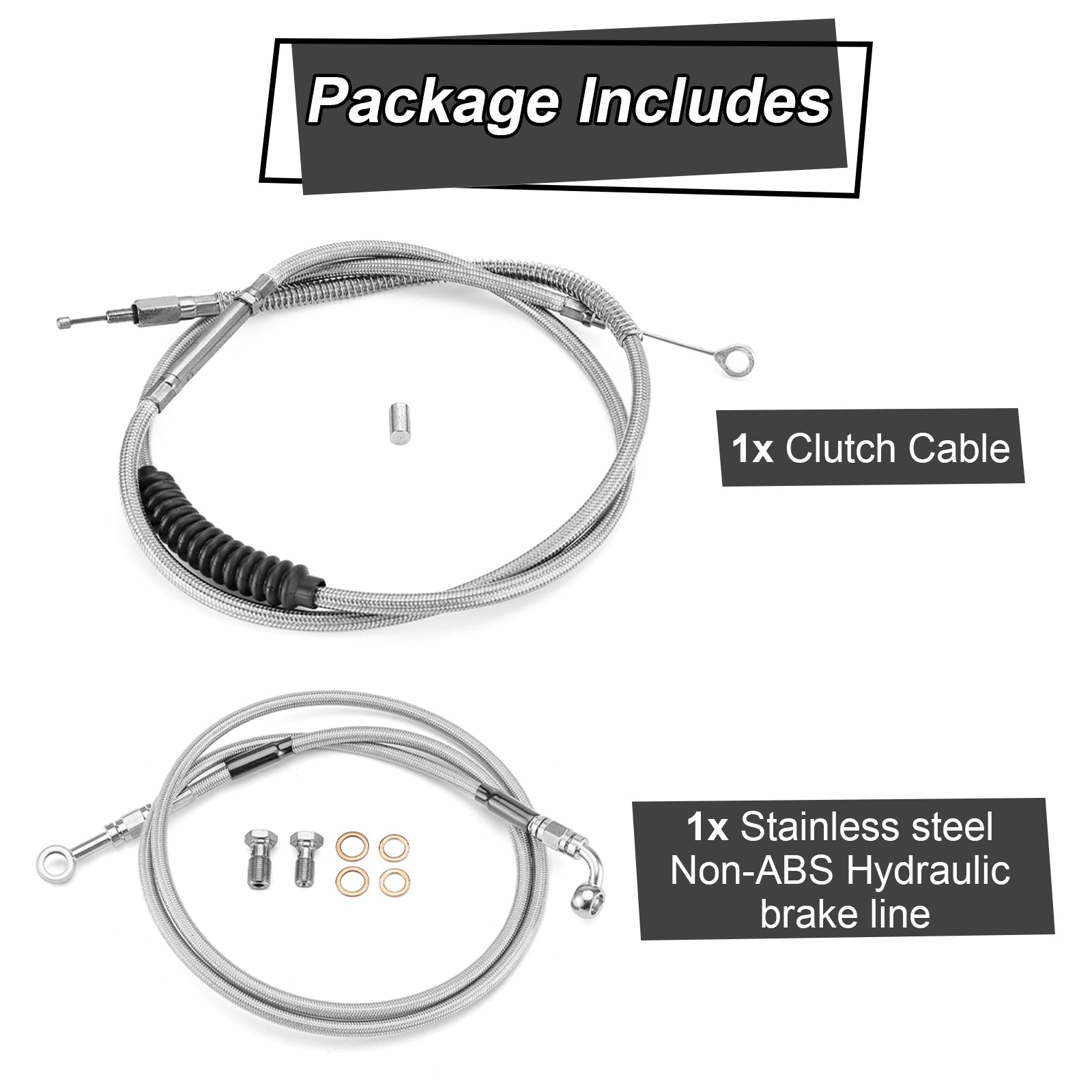 Non - ABS Hydraulic Front Brake Line, Clutch Cable Kit for Harley Sportster 883 Iron/Custom XL (for 10