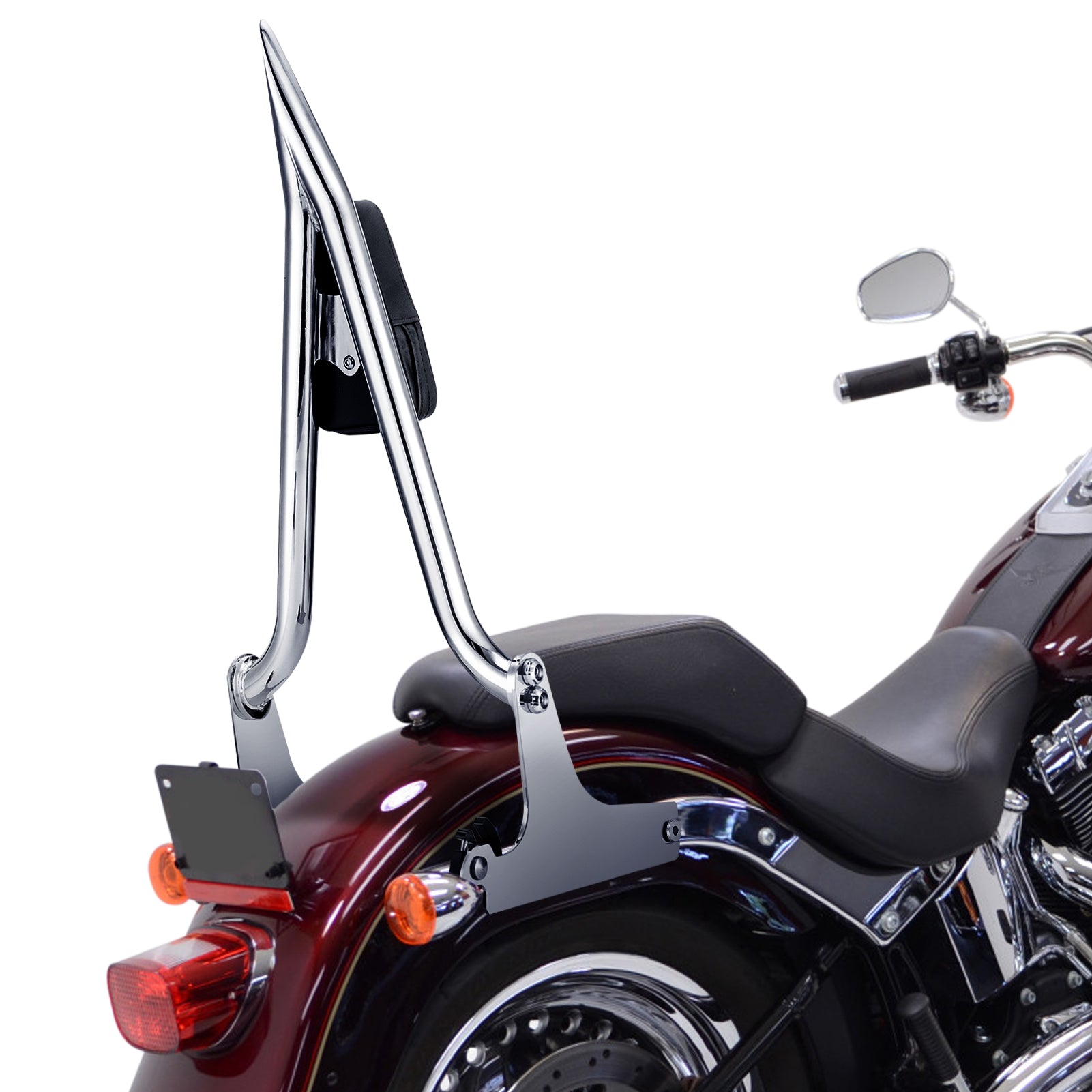 2007-2017 Harley Softail Fat Boy FLSTF Standard FXST Chrome Solid Steel 24" Passenger Backrest Sissy Bar