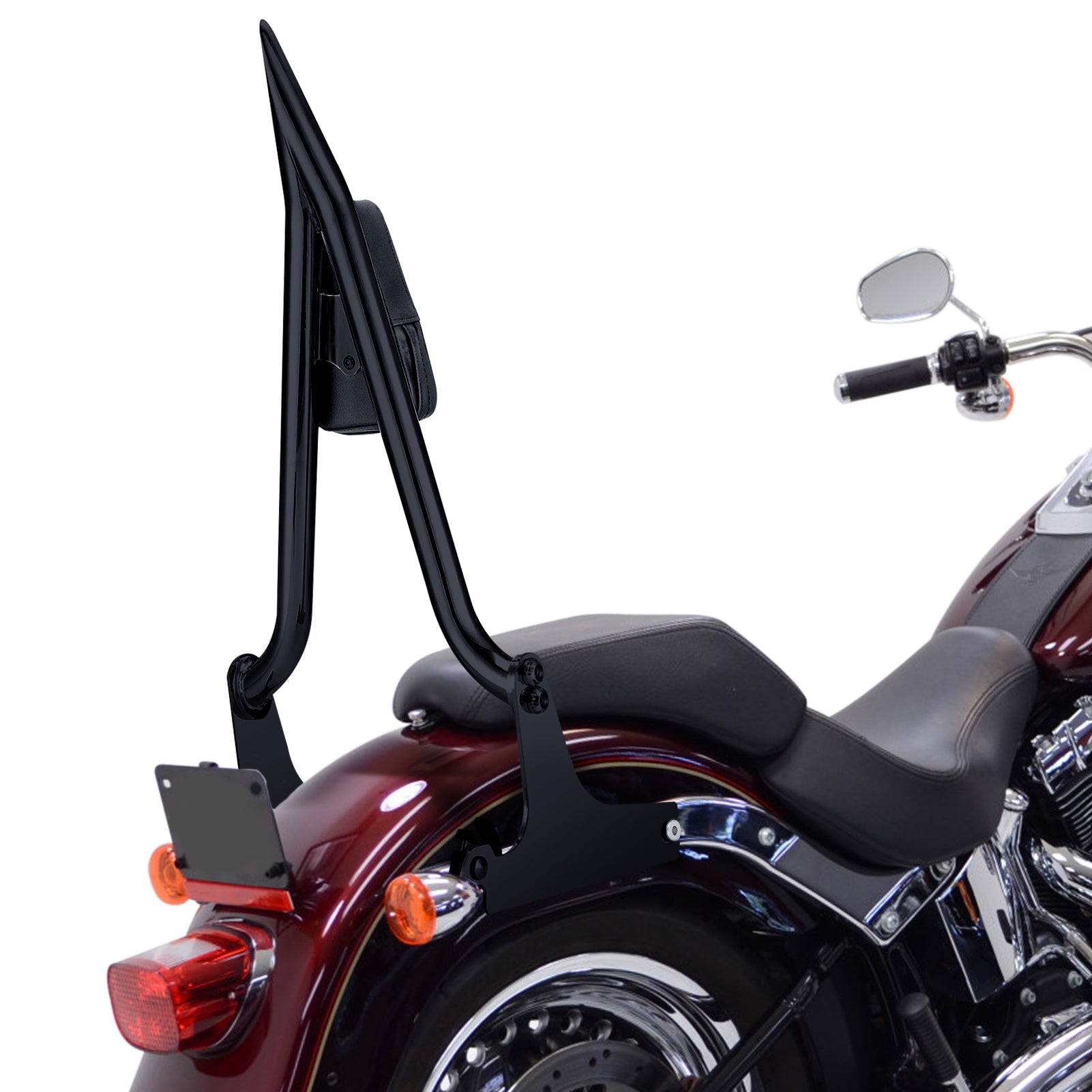 2007-2017 Harley Fat Boy FLSTF Softail Standard Quick Detachable Black Passenger Backrest Sissy Bar