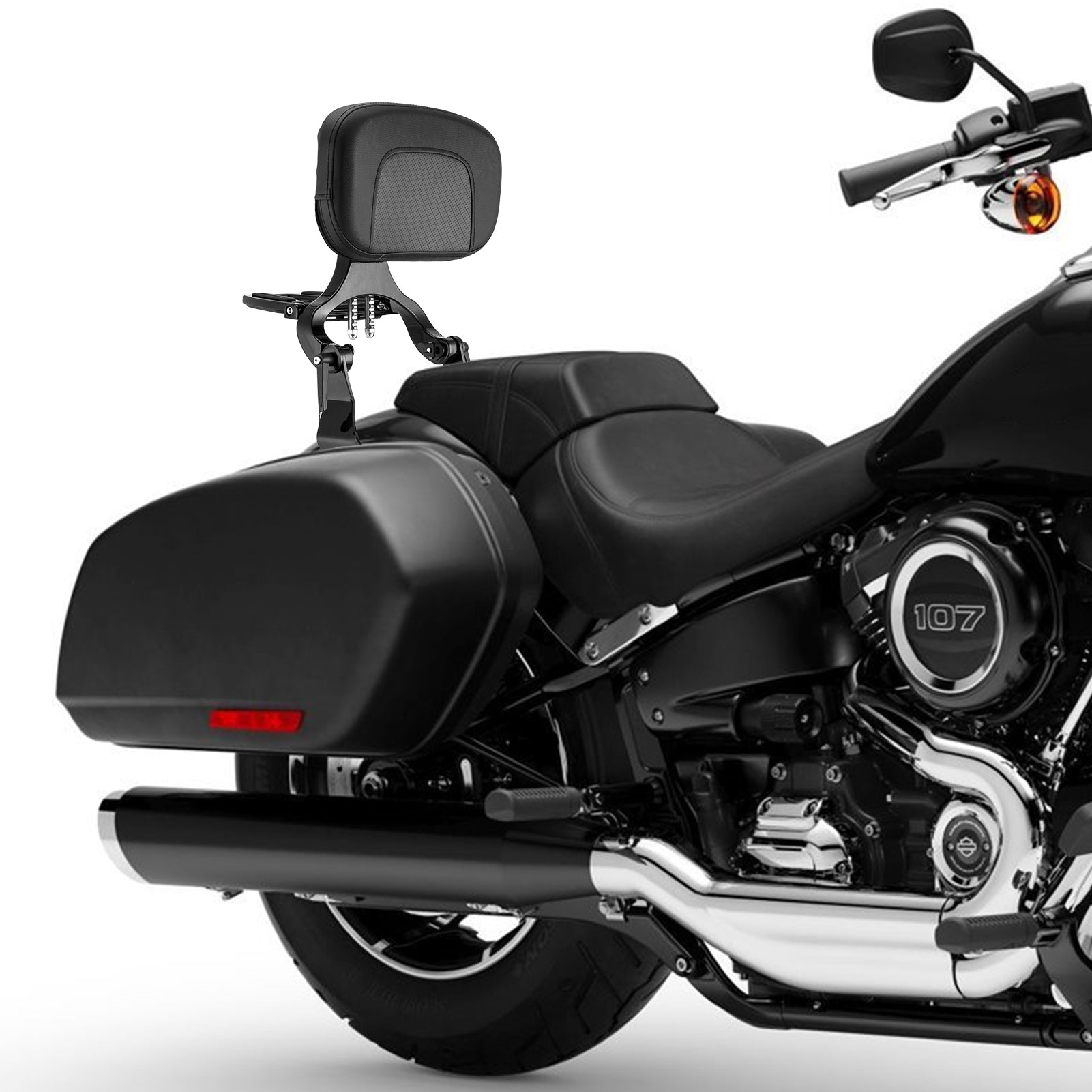 2018-2023 Harley Softail Low Rider FXLR FXLRS Gloss Black Foldable Adjustable Passenger Driver Backrest-7