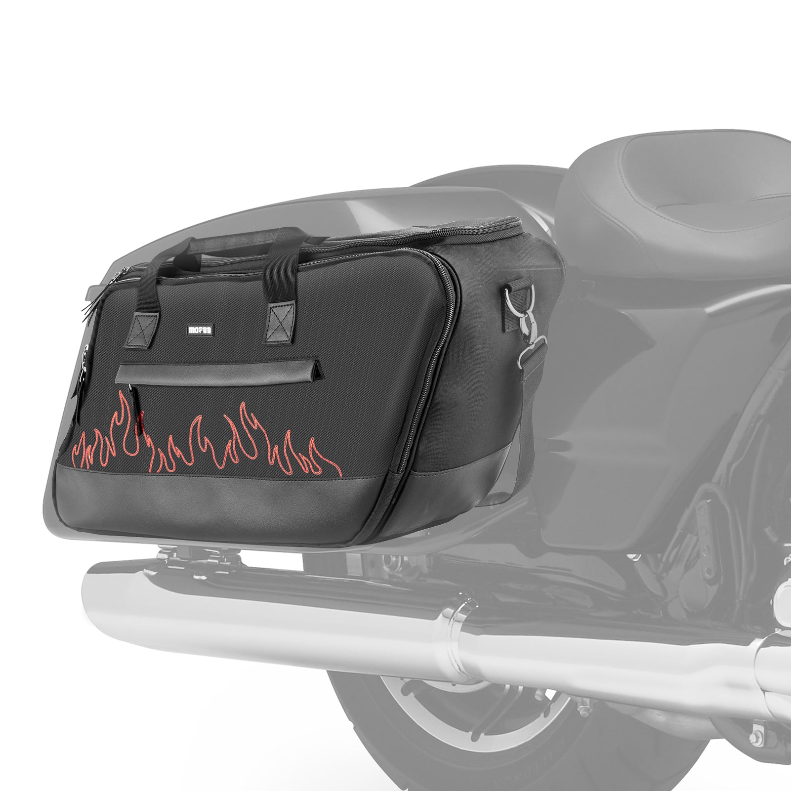Black Oxford&Leather Red Flame Saddlebag Organizer Liners Bag for 1993 - 2024 Harley Touring Hard Saddlebag - Mofun - 90209022