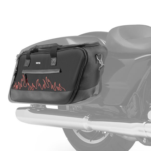 Black Oxford&Leather Red Flame Saddlebag Organizer Liners Bag for 1993 - 2024 Harley Touring Hard Saddlebag - Mofun - 90209022