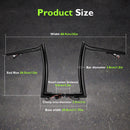 Gloss Black 12" Rise Pre - Wired Plug & Play Horn Style Ape Bar Handlebar for 2011 - 2024 Harley Softails & 2015 - Later Harley Touring Road King - Mofun - 90101652