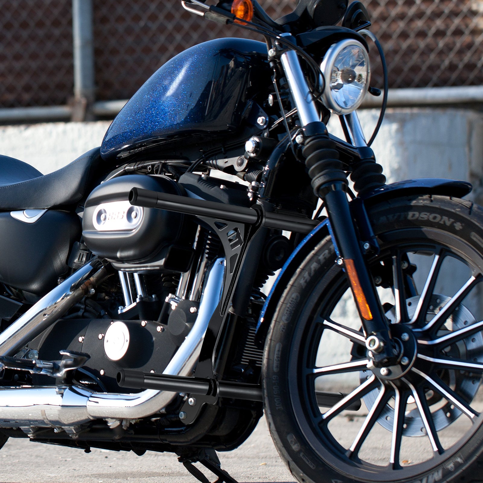 Front Highway Engine Guard Crash Bar for 2004 - 2022 Harley Sportster 883/1200 w/ Forward or Mid Control Models - Mofun - 90201084